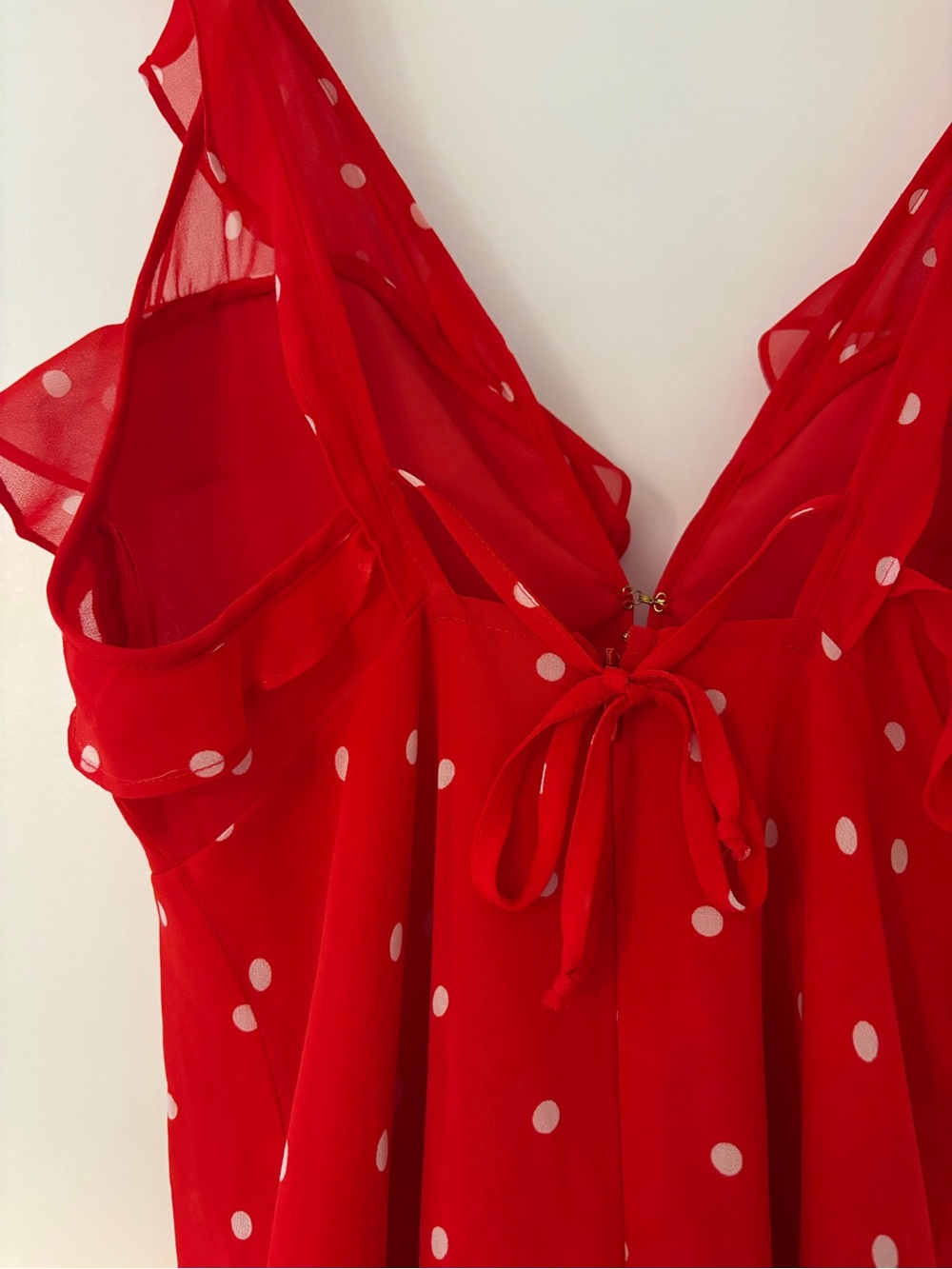For Love & Lemons Red Polka Dot Ruffle Dress - Picture 6 of 10